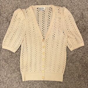 St. John Cream Button-Up Cardigan
